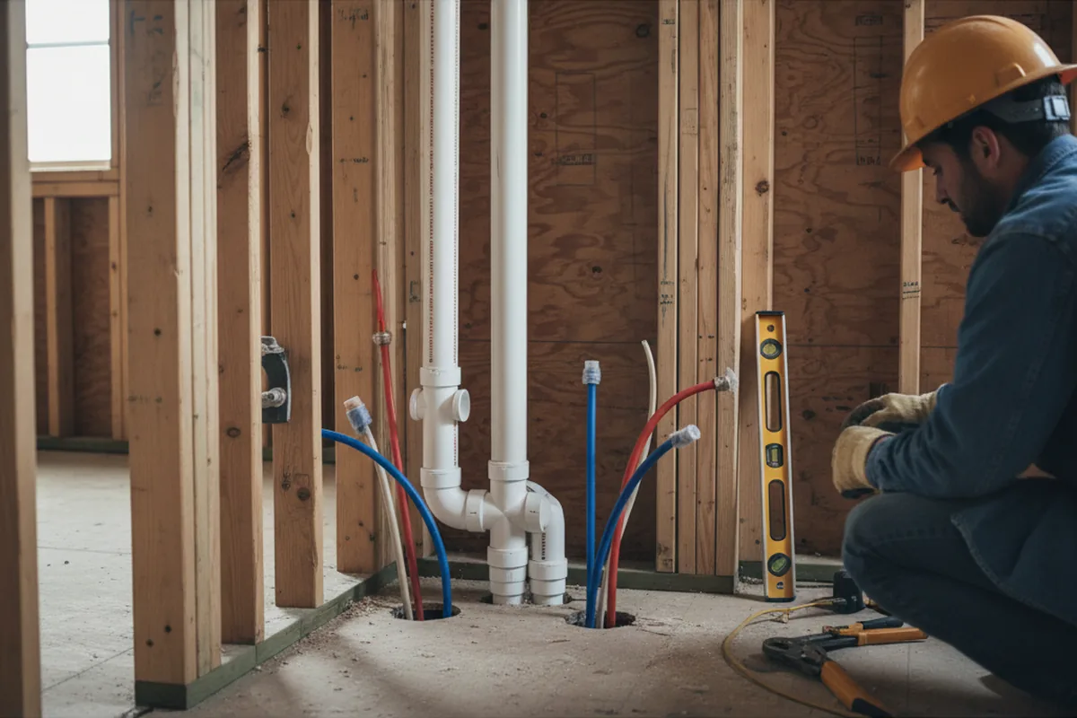 Drain and supply rough-in during Drain Cleaning in Quakertown