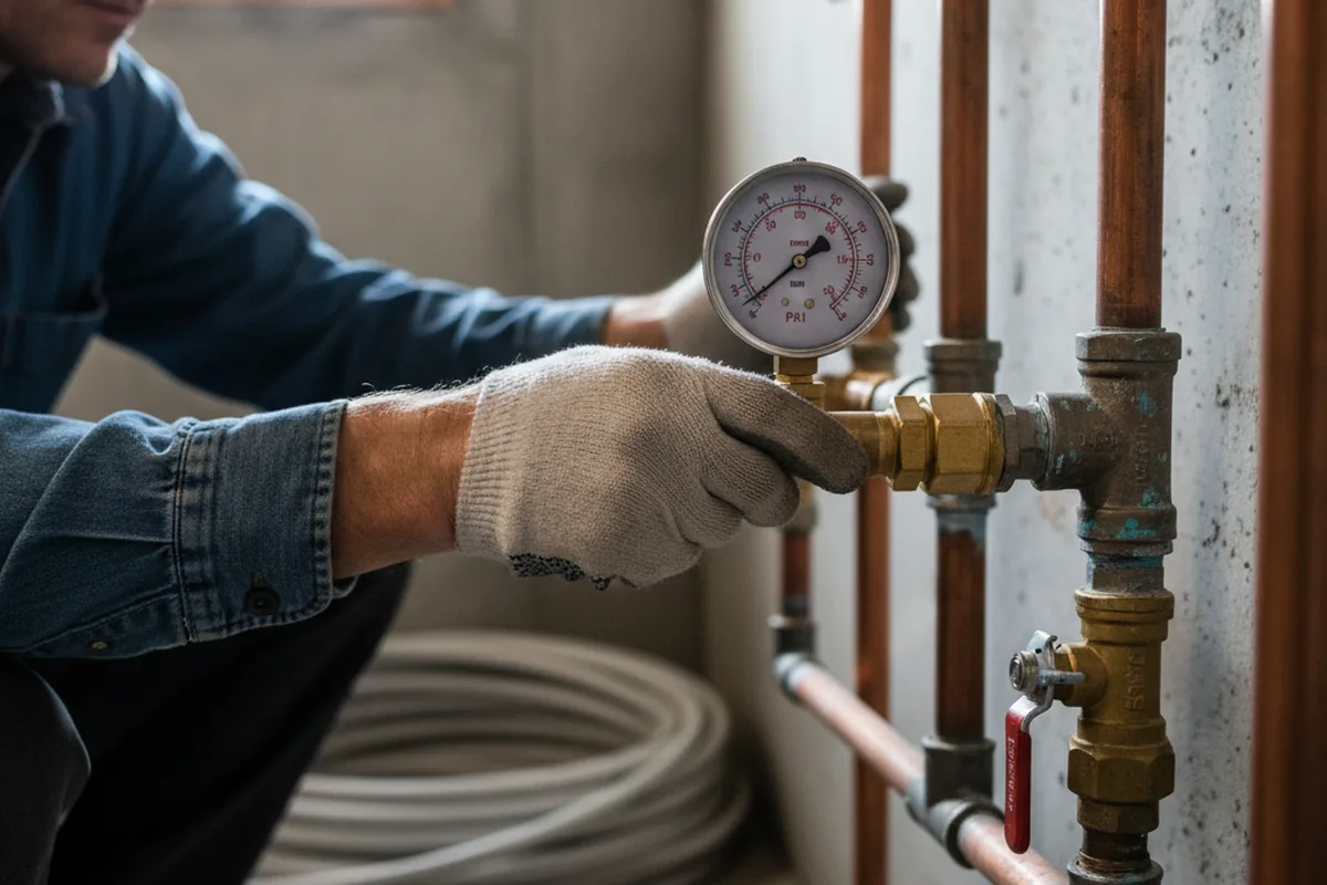Pressure testing a repaired line during Water Line Repair in Quakertown